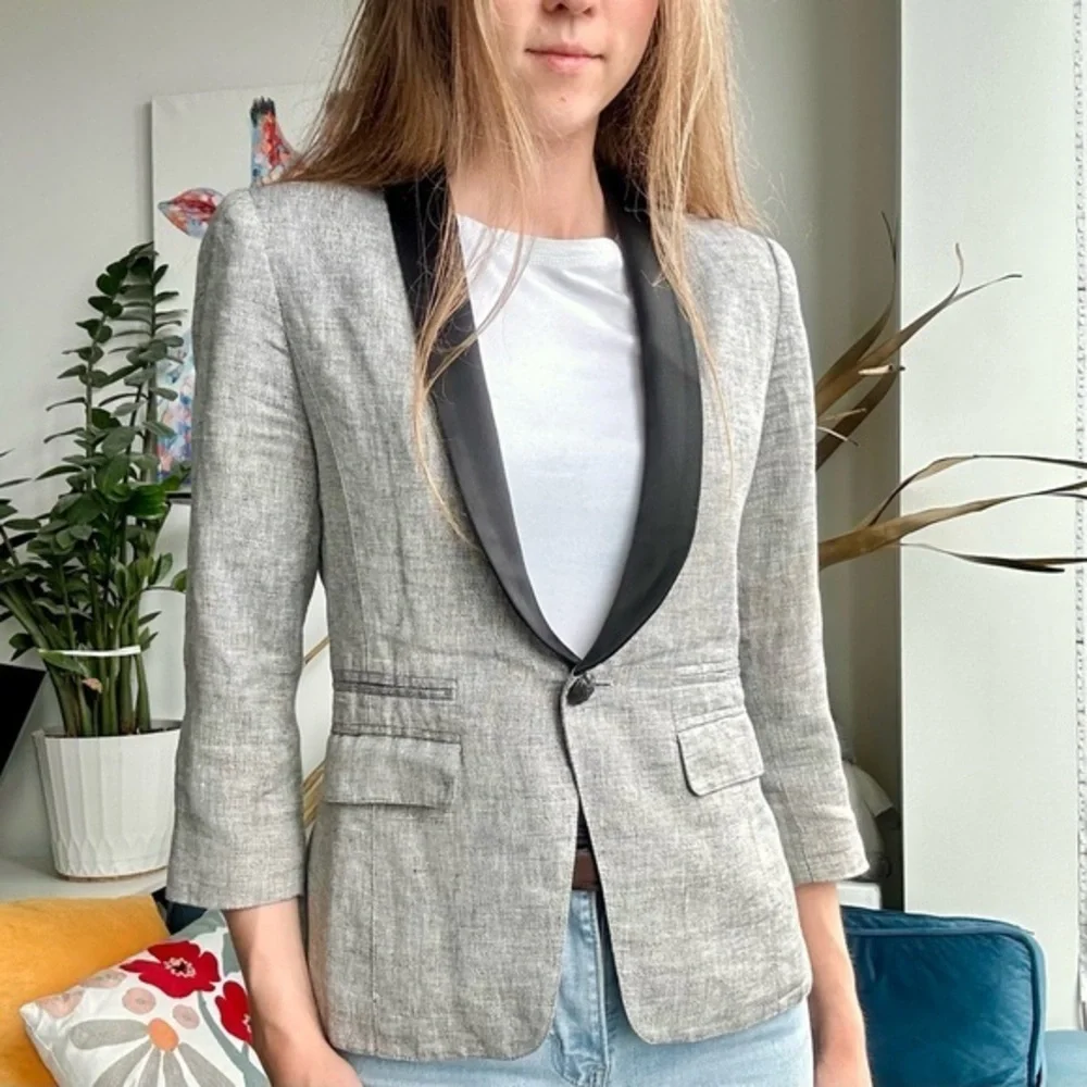 Smythe Gray Blazer with Black Lapel - Picture 1 of 11